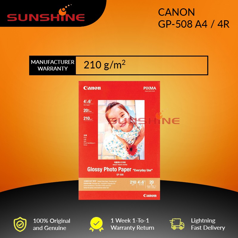 Canon GP508 4R / A4 Glossy Photo Paper 100 / 20 Sheets Shopee Malaysia