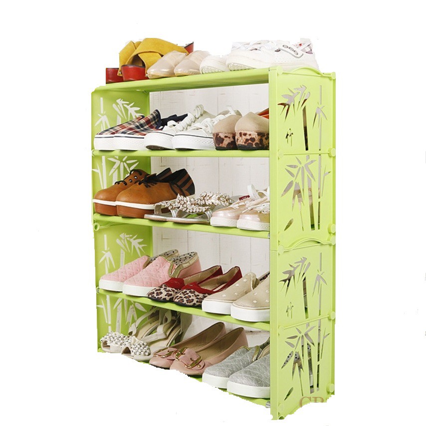 Bamboo Design Korean High Quality 4 Tier Shoe Rack DIY Stackable ...