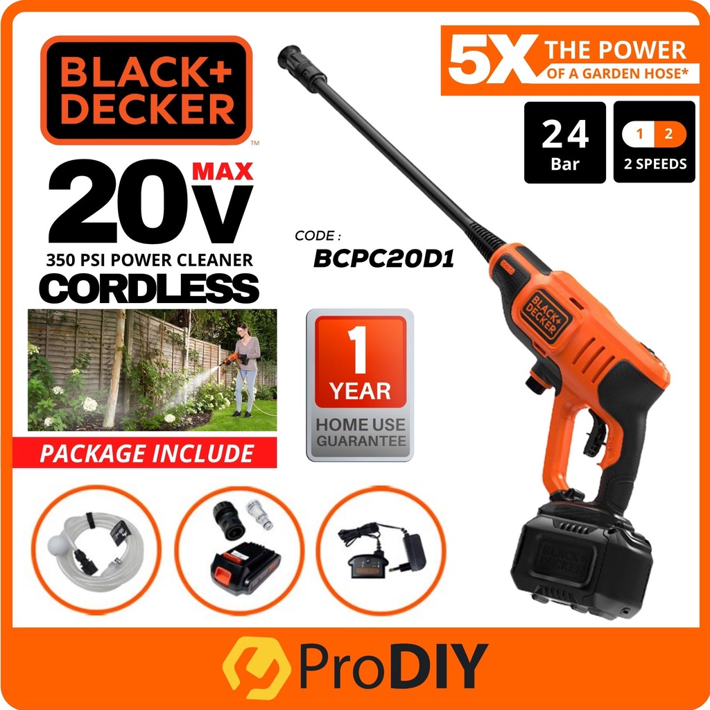 BLACK DECKER BCPC20D1 20V Cordless High Pressure Washer Water