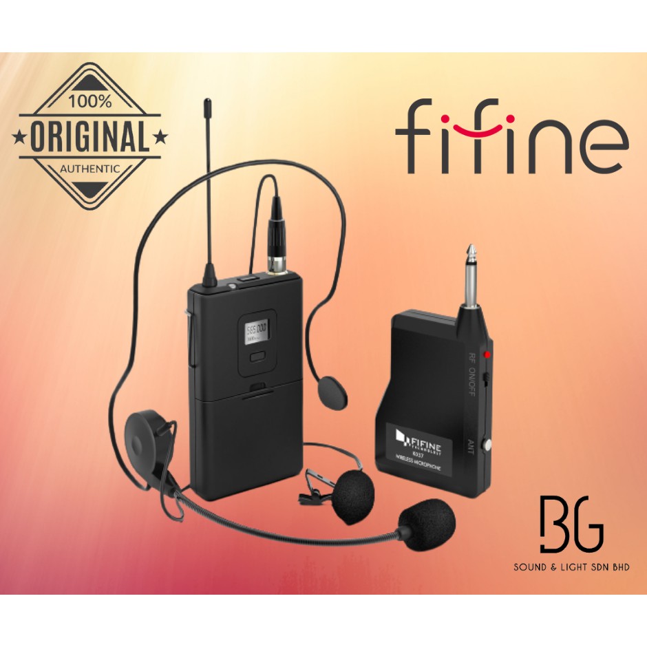  FIFINE Wireless Microphone System, Wireless Microphone set with  Headset and Lavalier Lapel Mics, Beltpack Transmitter and Receiver,Ideal  for Teaching, Preaching and Public Speaking Applications-K037B : Musical  Instruments