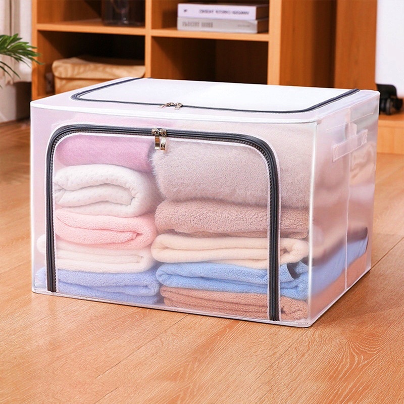 66L / 110L Large Capacity PVC Transparent Foldable Storage Box Steel