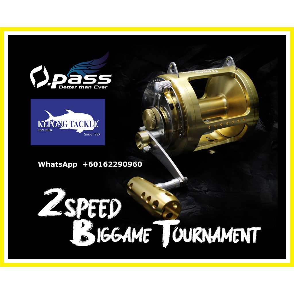 Opass Fishing reel 2 Speed BigGame Tournament BG30W, 50W, 80W Jigging  Fishing Reel