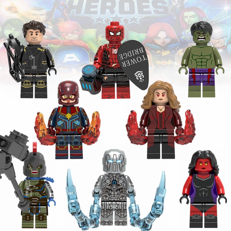 Marvel Super Heroes Minifigures Hulk Hawkeye Spiderman Avengers Endgame Building Blocks Kids Toys Shopee Malaysia
