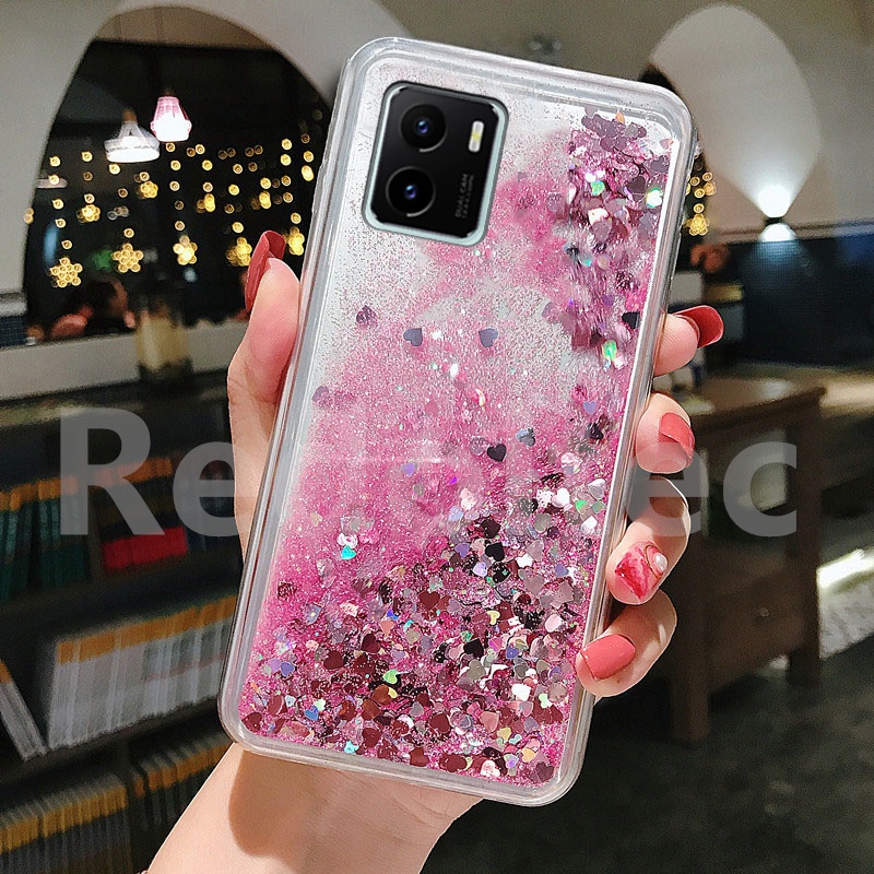 Case VIVO Y15S Y15A Bling Liquid Quicksand Glitter Transparent