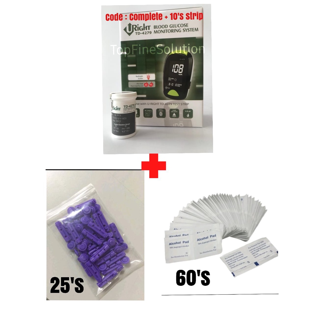 Mesin Cek Gula Dalam Darah / Glucometer /Discan (With 10's strip) exp ...