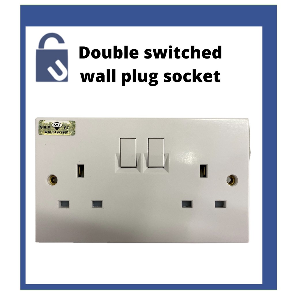[SIRIM] Double Switched Wall Plug Socket Standard Wall Socket Shopee