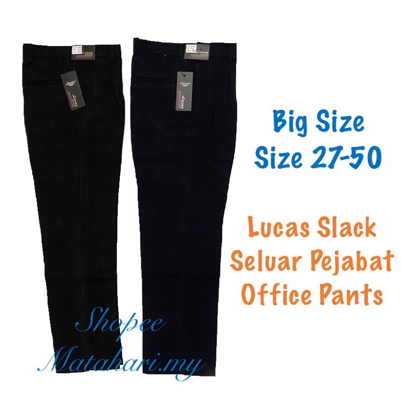 Lucas 618 Seluar Slack Lelaki Hitam Dan Biru Mens Slack Big Size