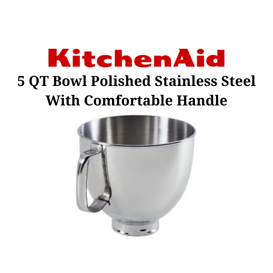 KitchenAid Stainless Steel Bowl , 4.5-Quart, Silver, Polished