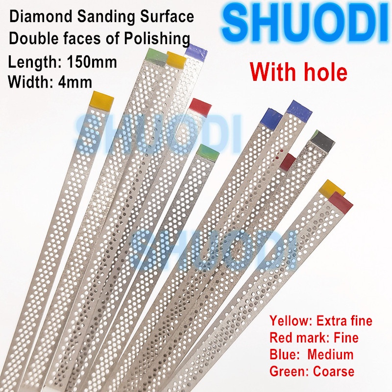 Double faces Dental Metal Polishing Stick Polish Strip with Diamond Sanding Surface with hole