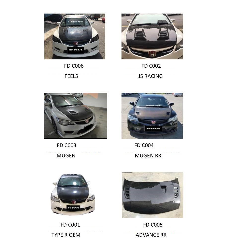 Honda civic fd fd2 2006 - 2011 front carbon fiber hood bonnet bonet ...