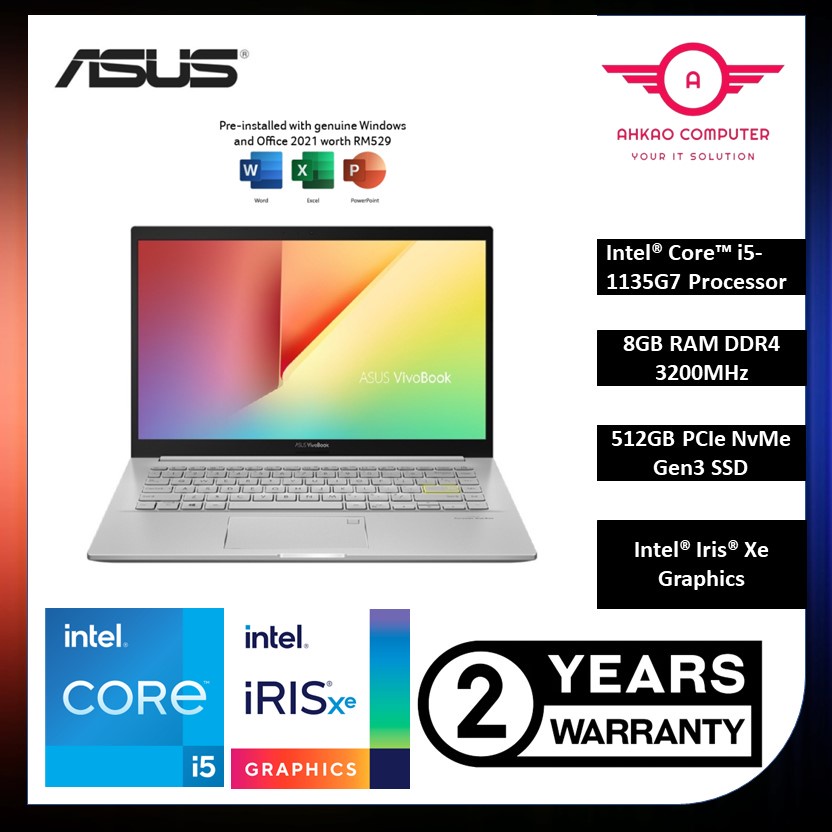 Asus VivoBook 14 K413E-AAM1539WS 14'' FHD Laptop Transparent Silver ...