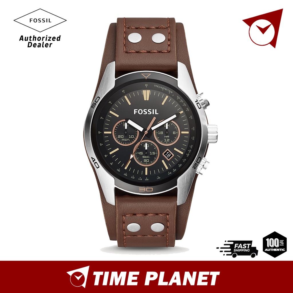 Fossil Coachman Chronograph Black Dial Brown Leather Men Watch ...