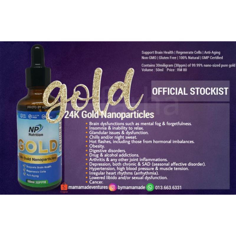 NANO GOLD COLLOIDAL 24K GOLD NANOPARTICLES by NP NUTRITION 50ml ...
