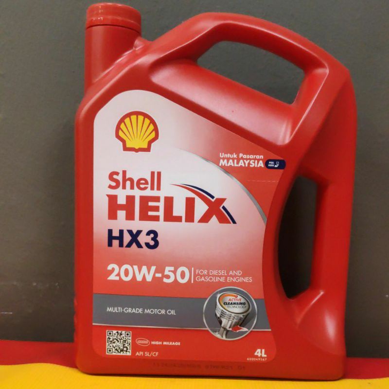 (SIRIM ) Shell Lubricant Oil (Minyak Hitam Kereta) Helix HX3 20W-50 (4L ...
