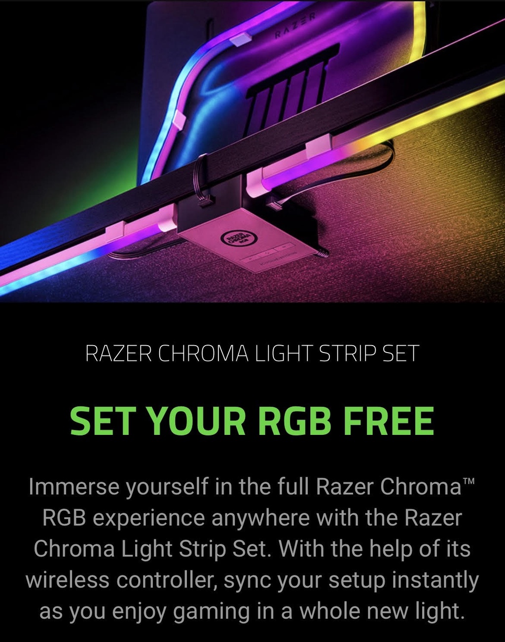 Razer Chroma RGB Light Strip Set Wireless ARGB Device for Advanced