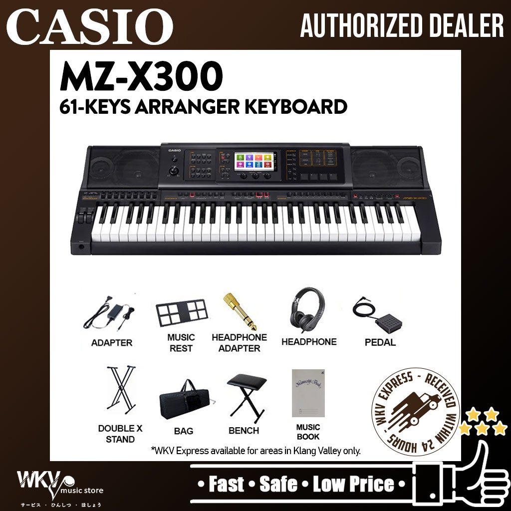 Casio MZ X300 61 Keys Arranger Keyboard with Keyboard Stand Bench