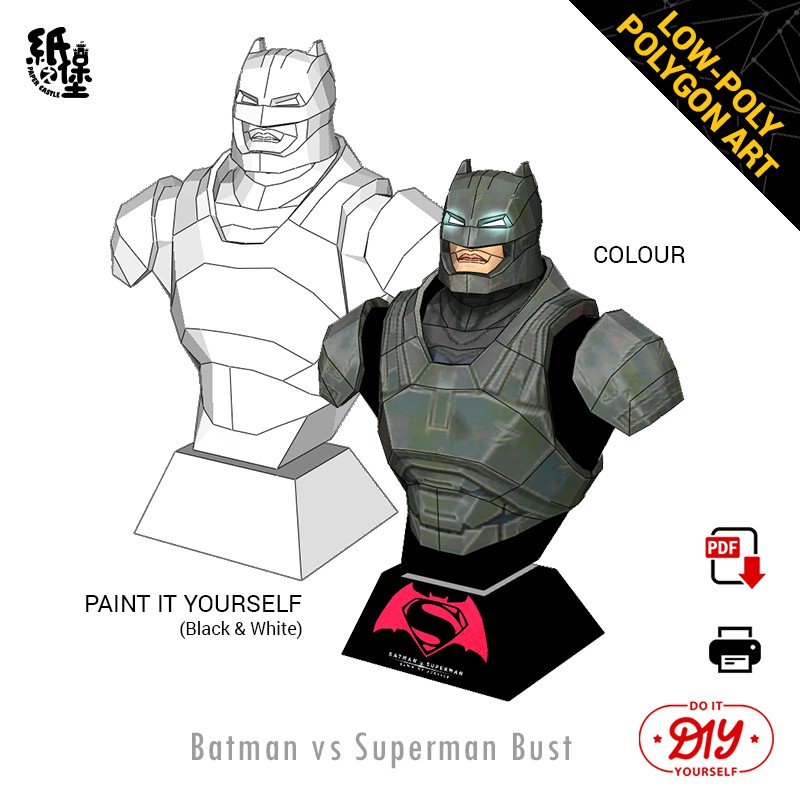 DIY Papercraft DC Batman Bust Cosplay Helmet Headgear Low Poly Paper Model  3D Puzzle Handwork Toys Paper Sculpture | Shopee Malaysia