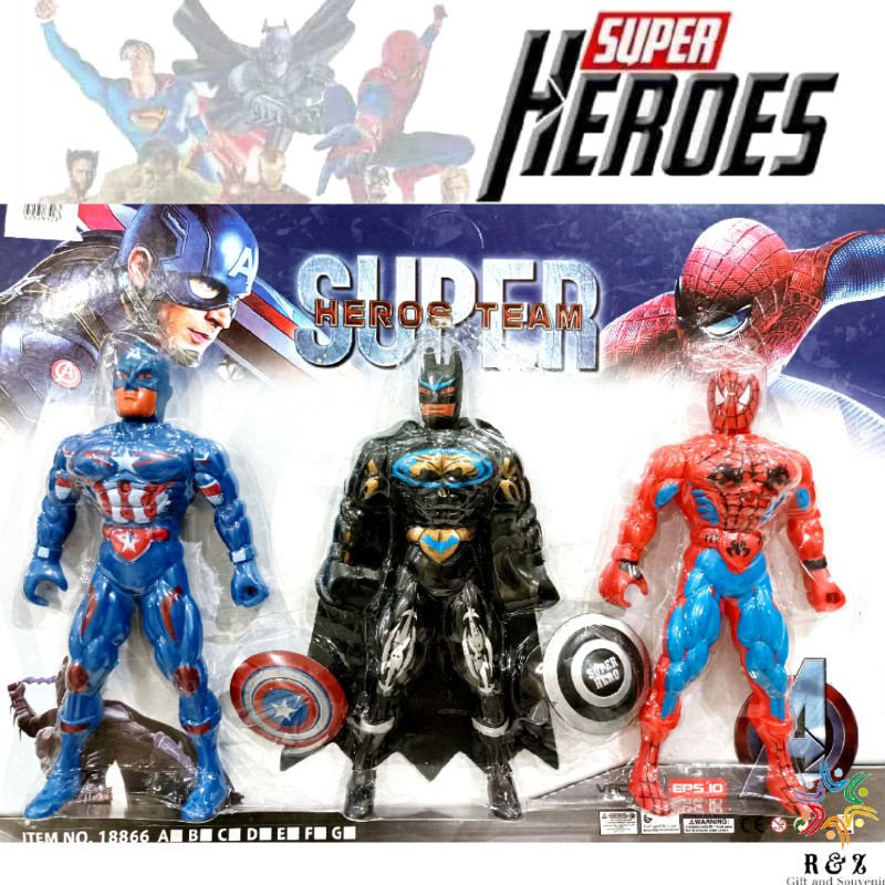 Marvel Avengers Super Heroes Action toys Spiderman Batman Captain America 3in1 READY STOCK Shopee Malaysia