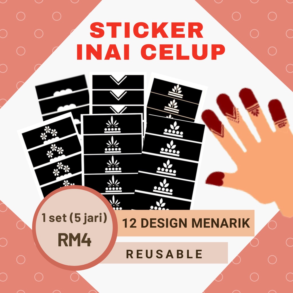 STICKER INAI CELUP MURAH/PELEKAT CORAK INAI/ REUSABLE /HENNA STICKER ...