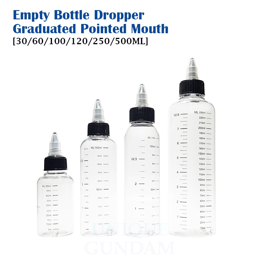 Empty Bottle Dropper with Sharp Measuring Scale - PET Material [Pointed ...