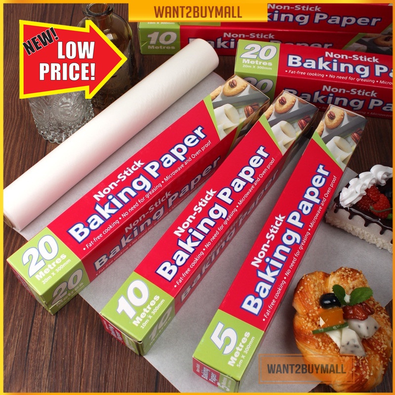 5M/10M Kitchen Baking Paper With cutter Oil Paper Bakery Kek Kertas ...