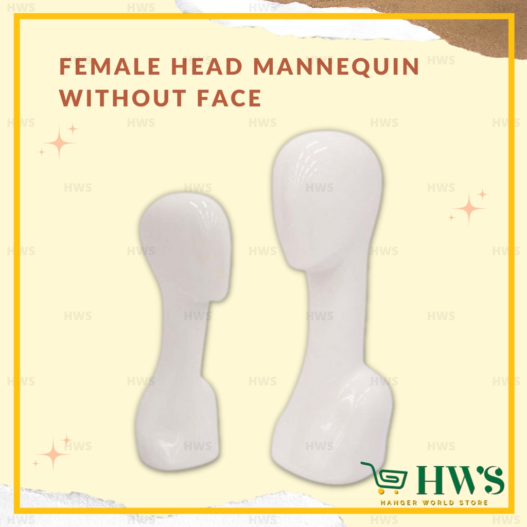 HWS FEMALE HEAD MANNEQUIN WITHOUT FACE/WHITE COLOUR/PATUNG KEPALA TANPA