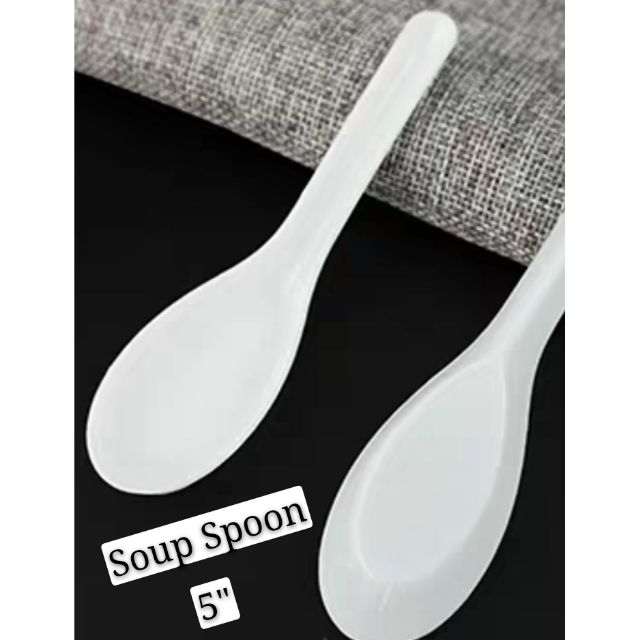 Hawker Chinese Spoon 5inch Plastic Disposable Soup Spoon 80pcs | Shopee ...