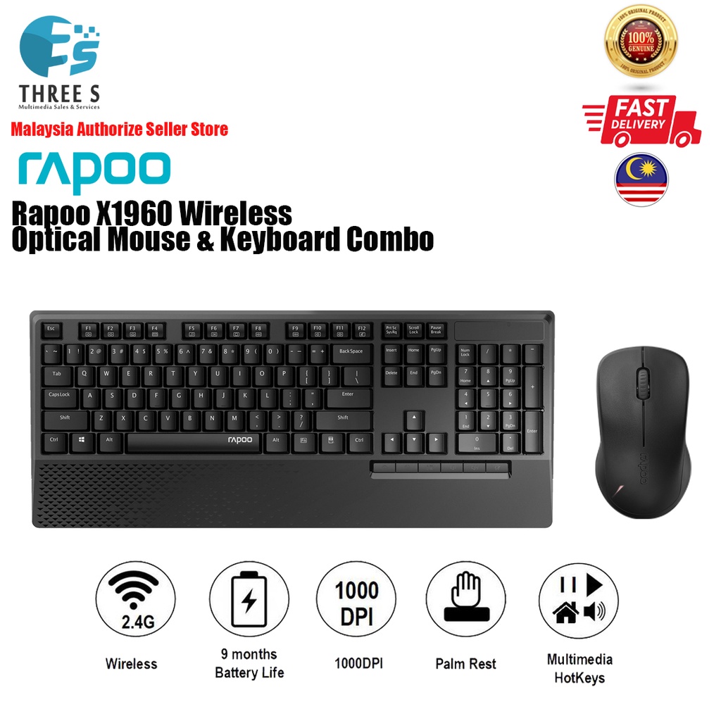 Rapoo X1960 Wireless Optical Mouse & Keyboard Combo | Shopee Malaysia