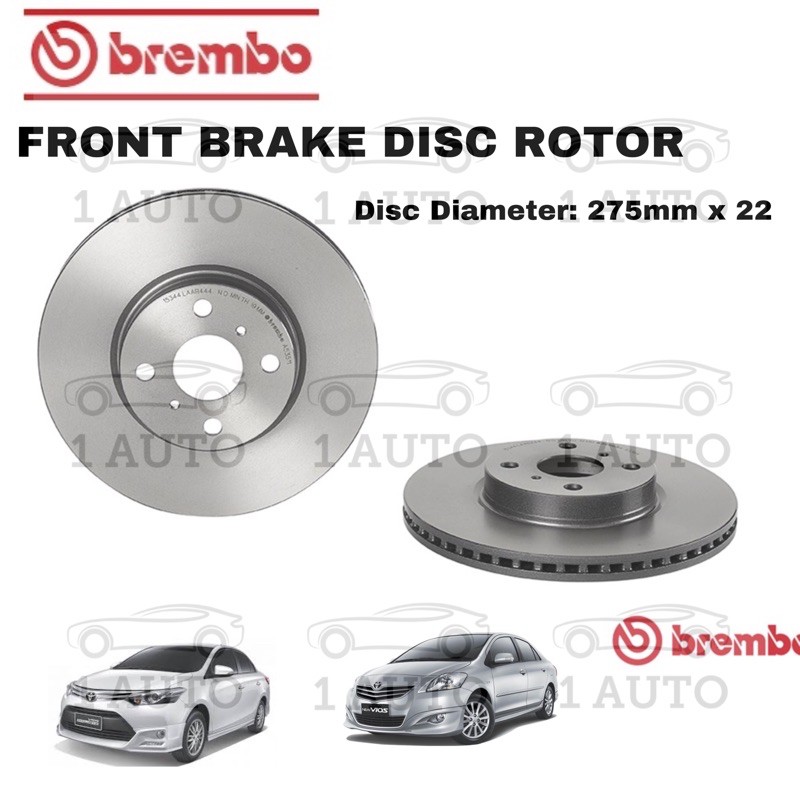 GENUINE BREMBO FRONT BRAKE DISC ROTOR TOYOTA VIOS NCP93 1.5 G S TRD ...