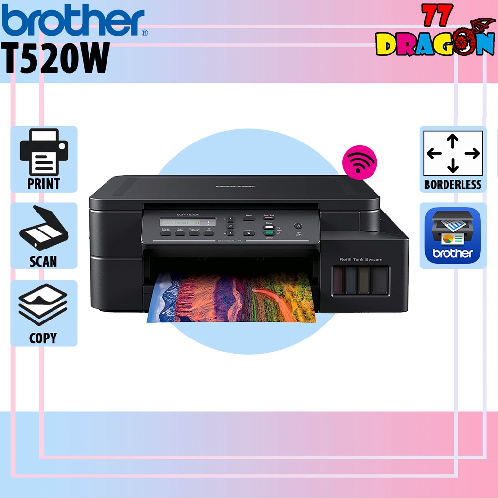 Brother DCPT520W 3 in 1 Wifi Ink Tank Inkjet Printer (Print Scan Copy