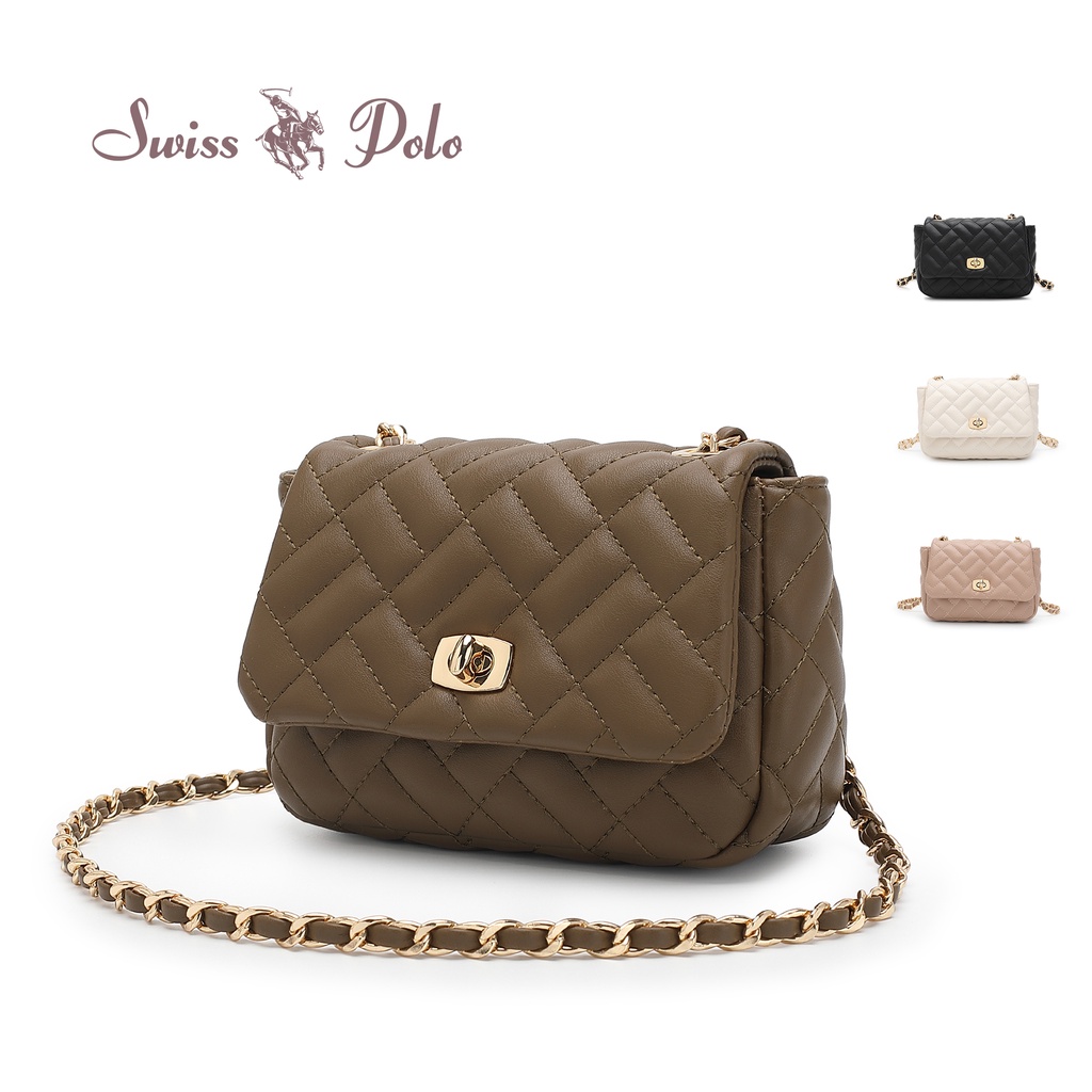 Swiss Polo Ladies Chain Quilted Sling Bag Multi Colour HHC 9374