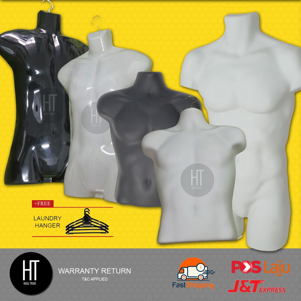 READY STOCK ~Male / Adults Plastic Mannequin Torso Form with Metal ...