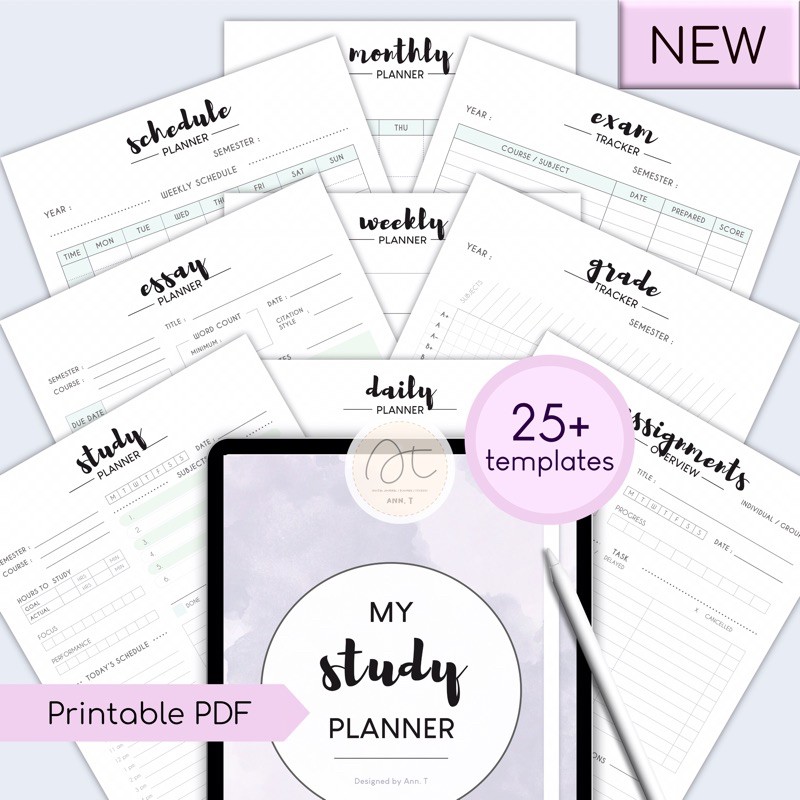 Ann T Digital Study Planner for Notes / Journal / Printable PDF ...