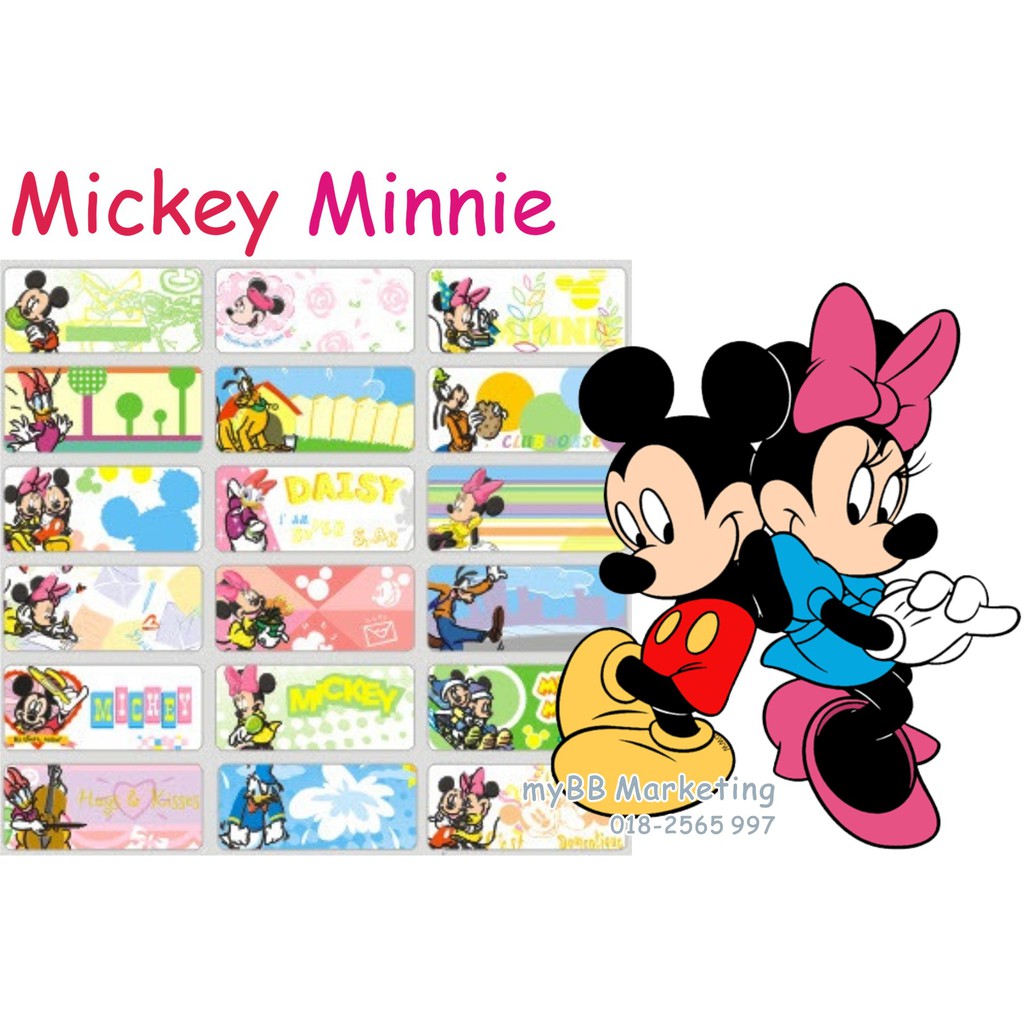 Mickey Minnie Name Sticker （waterproof）(Ready Stock) | Shopee Malaysia