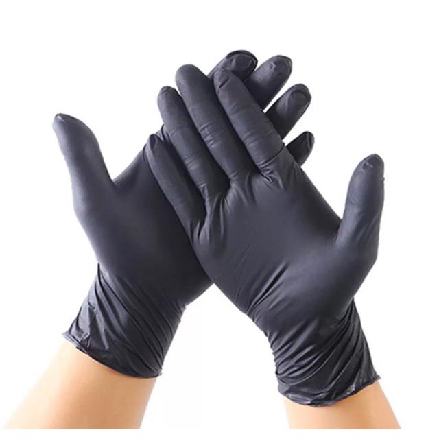 [READY STOCK] Nitrile Glove Disposable Powder Free (BLACK) (100 pcs ...