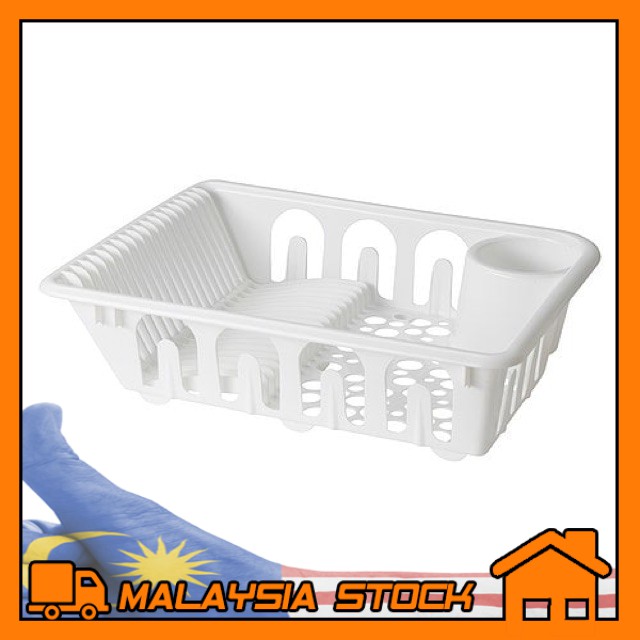 Ikea Flundra Dish Drainer with Tray White Plastic
