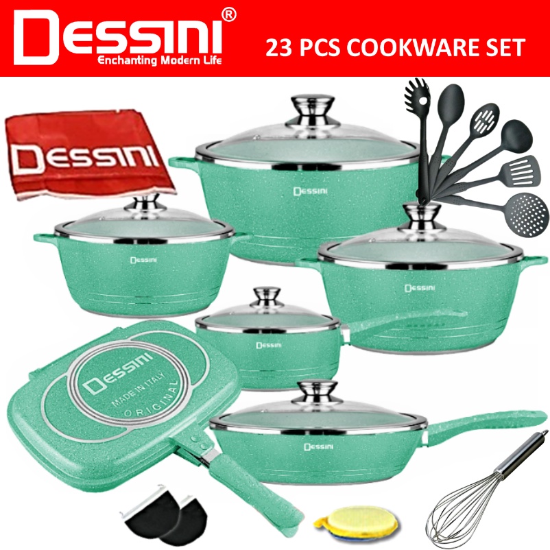 DESSINI 23pcs Cookware Set Original Periuk cookwar Non Stick Pan Cooking Pot Frying Pemanggang