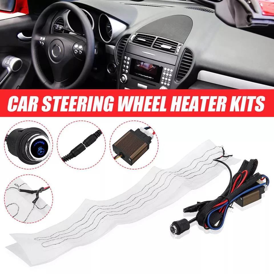 Winter Flocking Cloth Car Steering Wheel Heater Kits Auto Heat Pads  Universal Car Heater 60X9CM 6 Positions Round Switch