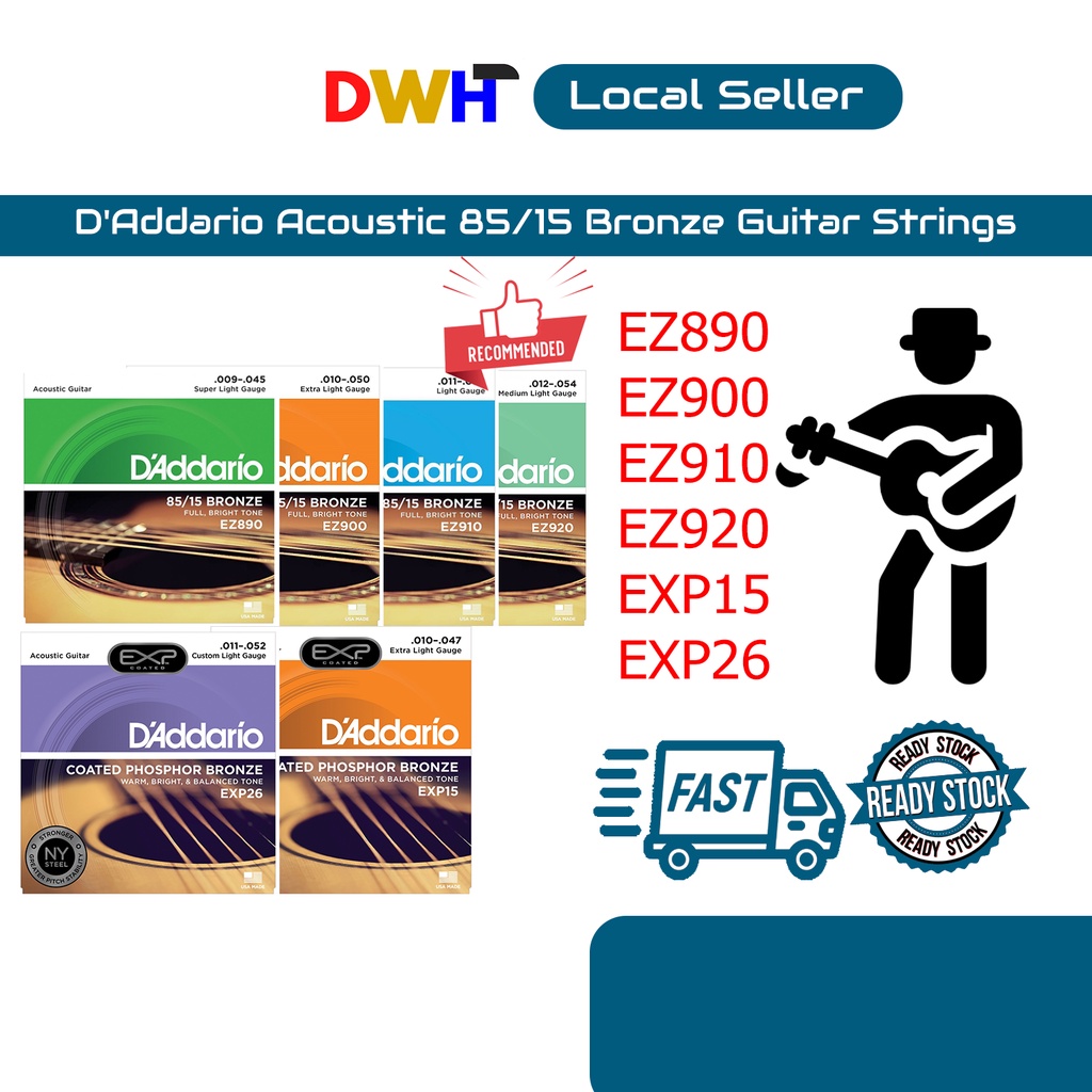 D'Addario Acoustic 85/15 Bronze Guitar Full Set String daddario EZ890