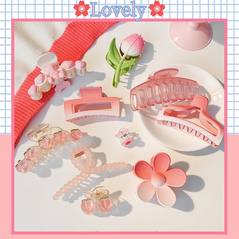 Hair Clip Korean Fashion Summer Elegant Cute Pretty Pink Series Hair ...