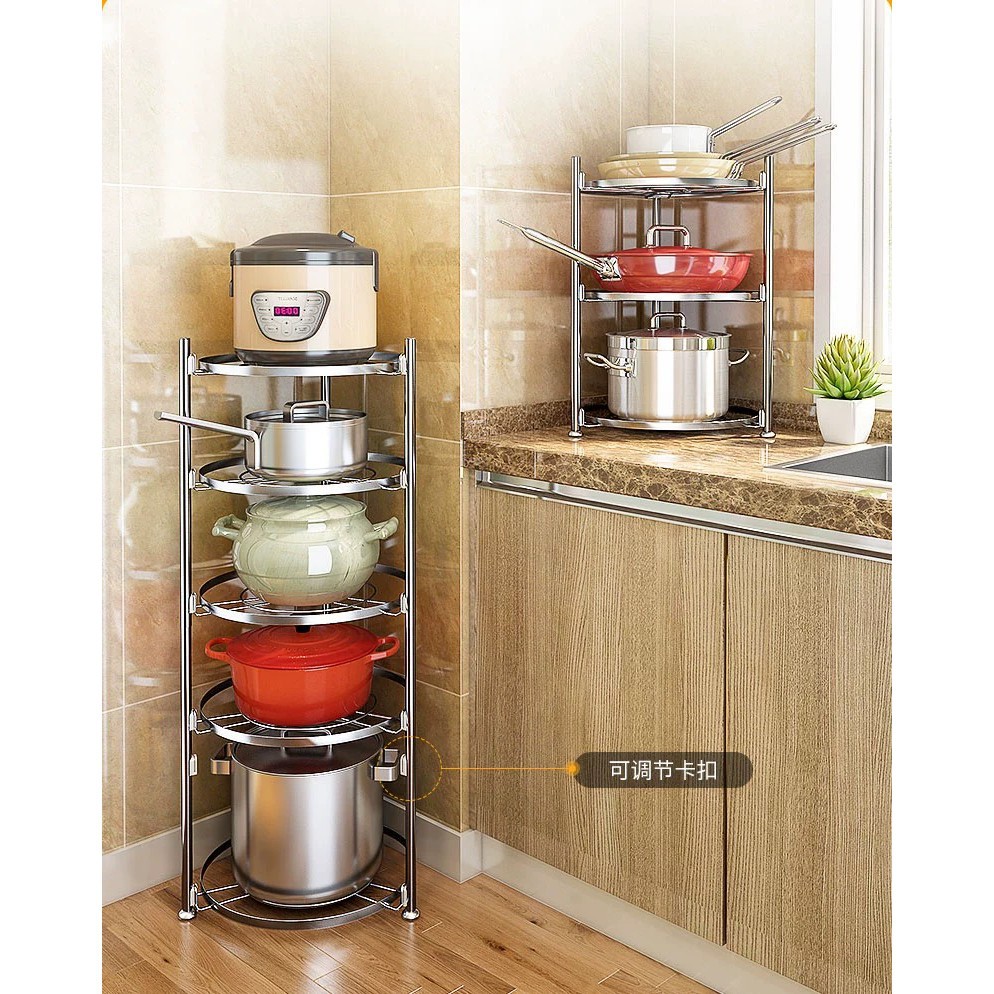 Rak Bertingkat Stainless Steel Dapur Rak Periuk Kitchen Pot Pan Rack ...