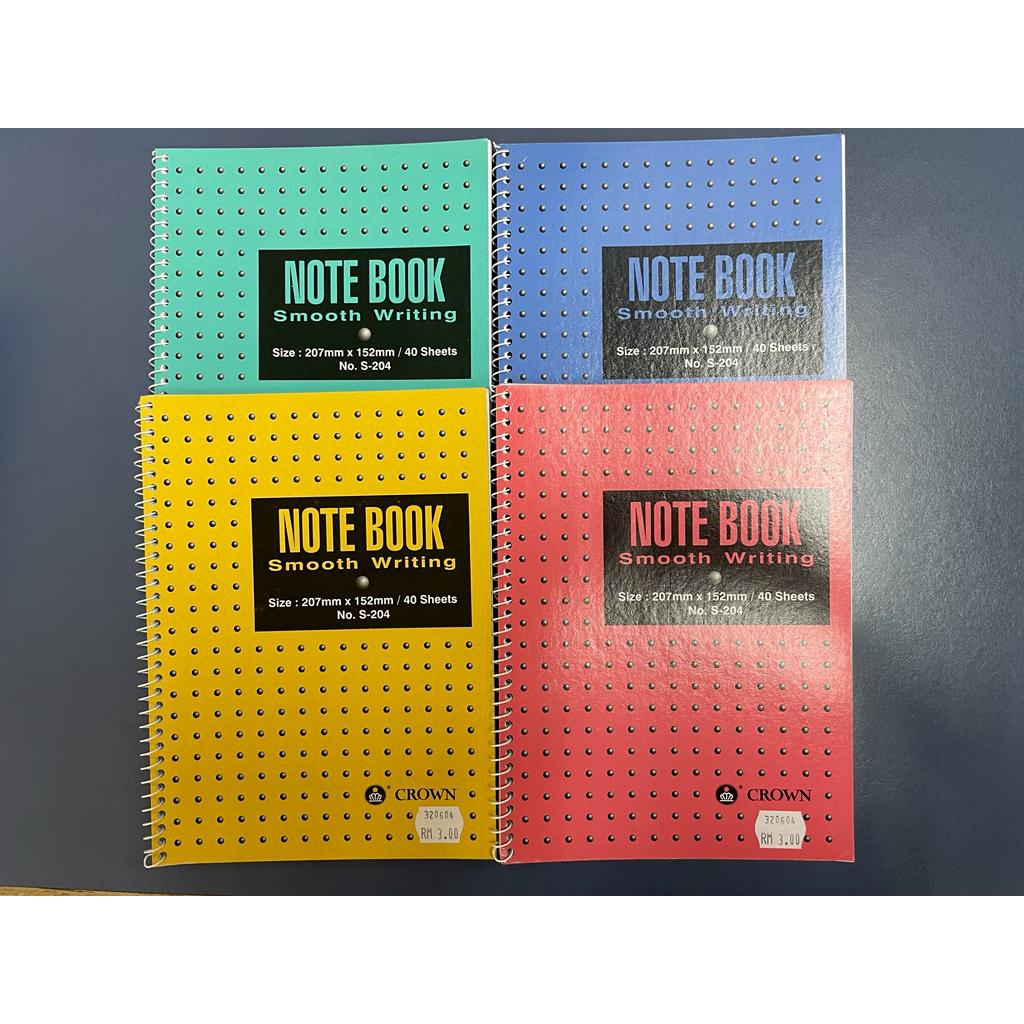 Crown Spiral Note Book S-204(207mmx152mm)/ S-205(253mmx175mm) 40sheet ...