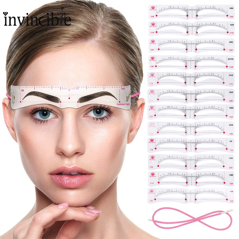 12Pcs Reusable Eyebrow Stencil Set with Rope/ DIY Eyebrow Styling