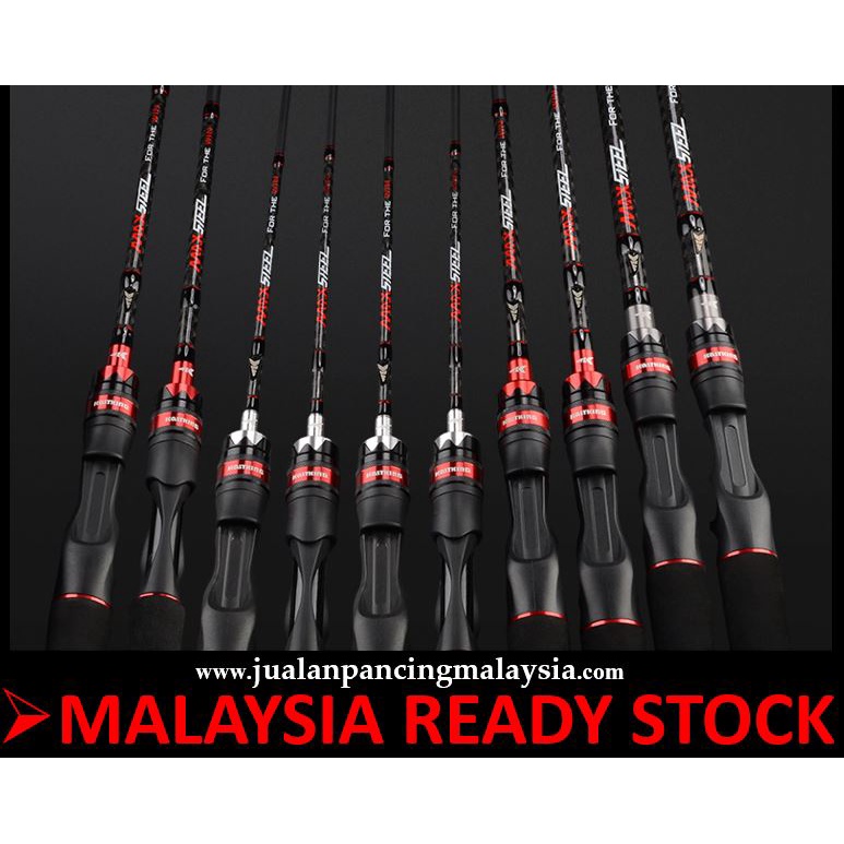 MALAYSIA KASTKING MAX STEEL 24 TON CARBON SIC RINGS SPINNING CASTING  FISHING ROD, TWO TIPS(DUA BATANG ATAS)