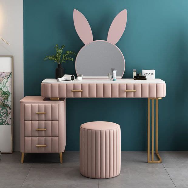 [PRE ORDER] TOKKI Rabbit Bunny Ear Dressing Table With Stool and Side ...