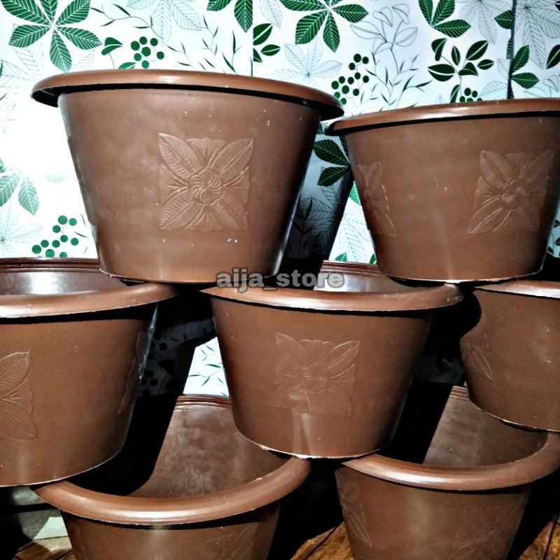 NewStock💯 PASU BUNGA PLASTIK COKLAT / PASU BUNGA / PLANT POT