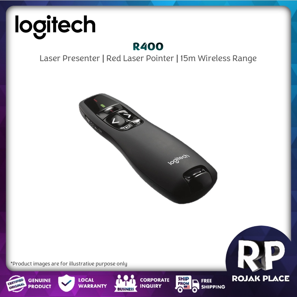 Logitech R400 Wireless Presentation Remote 2.4 GHz USBReceiver Red