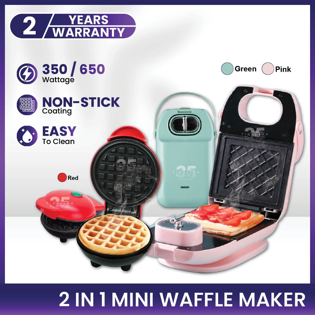 Mini Waffle Maker 2 in 1 Multifunctional Home Breakfast Machine