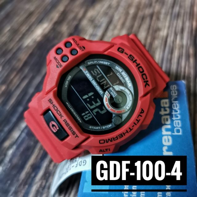 (IN STOCK) GDF-100-4 ORIGINAL CASIO G-SHOCK. RED COLOUR. TWINS SENSOR.