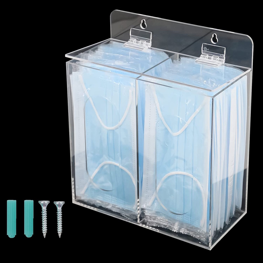 Acrylic Disposable Mask and Glove Dispenser Box Holder with Lid